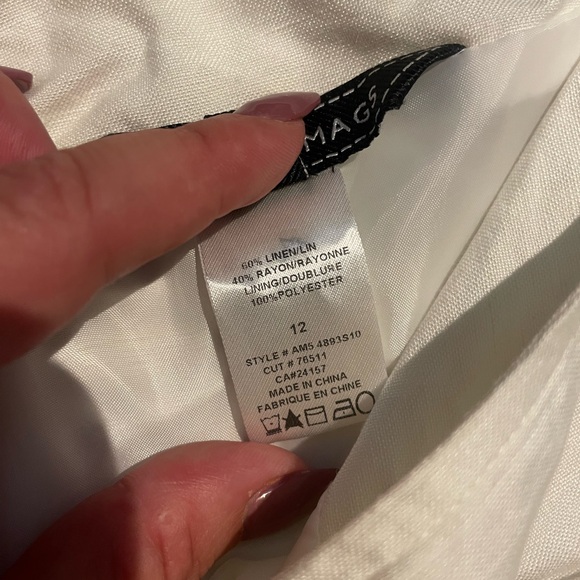 WHITE LINEN BLEND SKIRT with tie belt detail - Picture 4 of 4